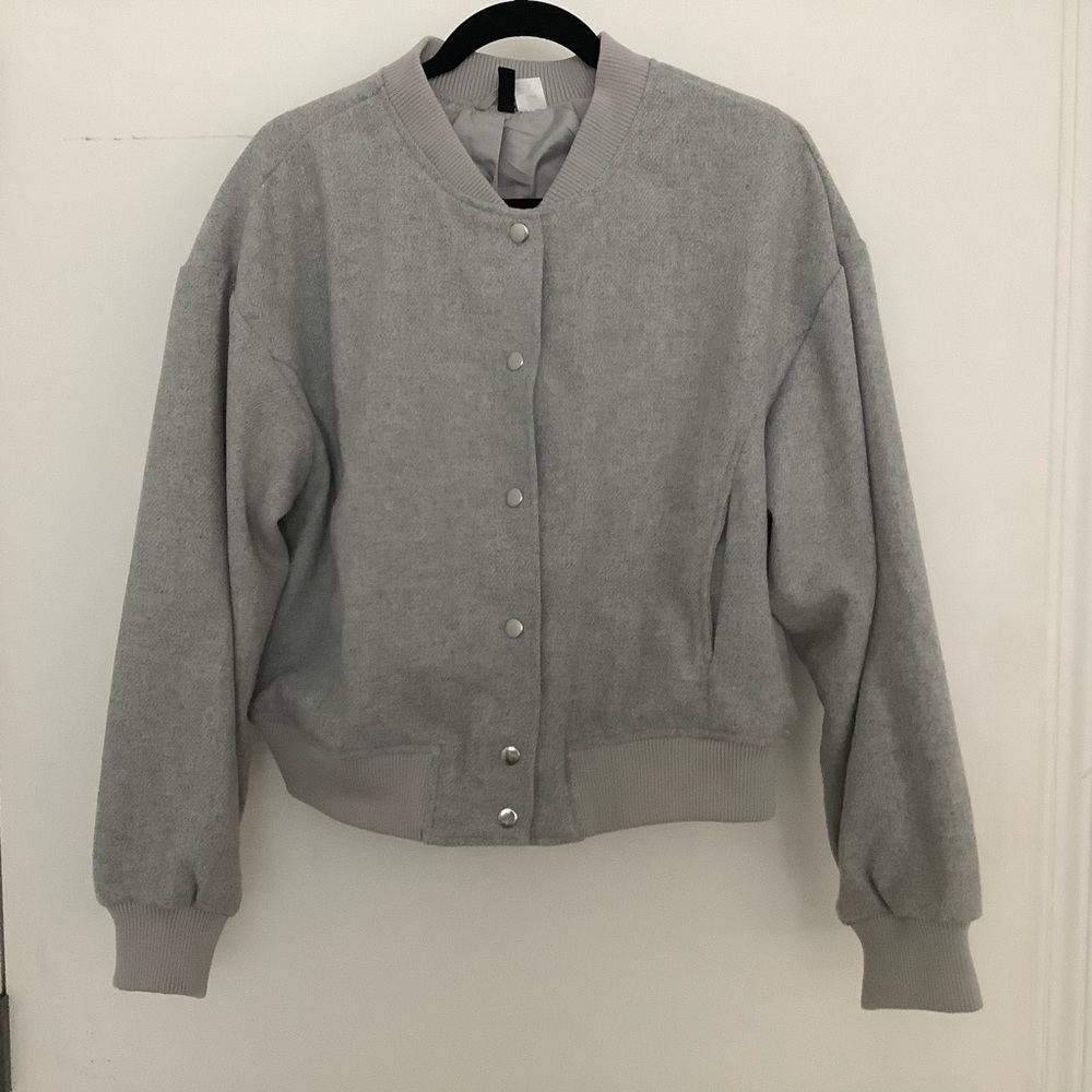 H&M Women's Gray Felted Bomber Jacket XL